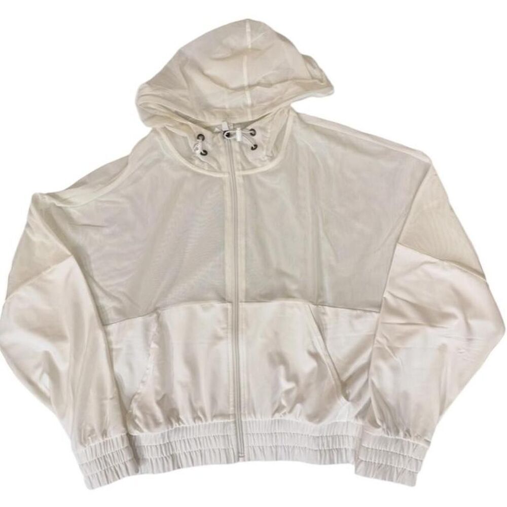 Ideology White windbreaker jacket with hood and zipper closure